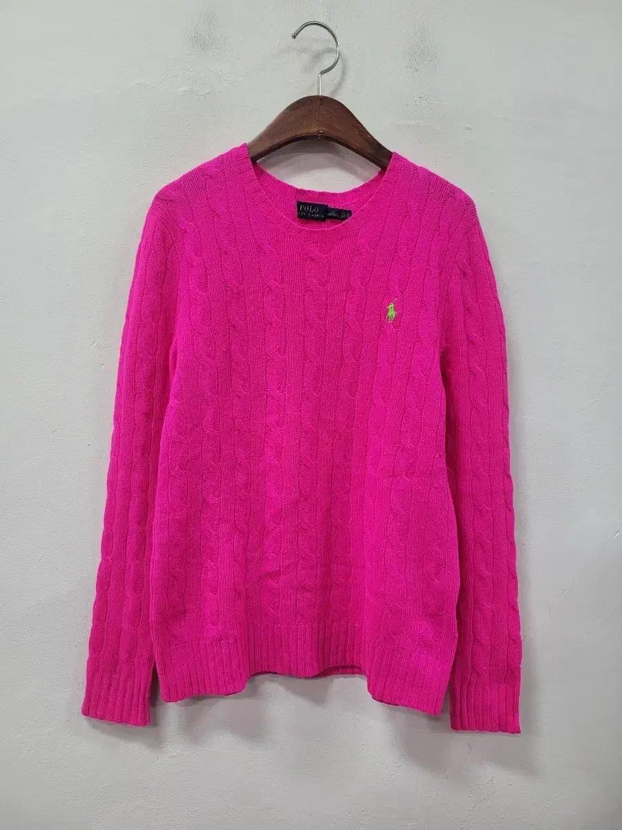 폴로 랄프로렌 핑크 케이블 니트 스웨터