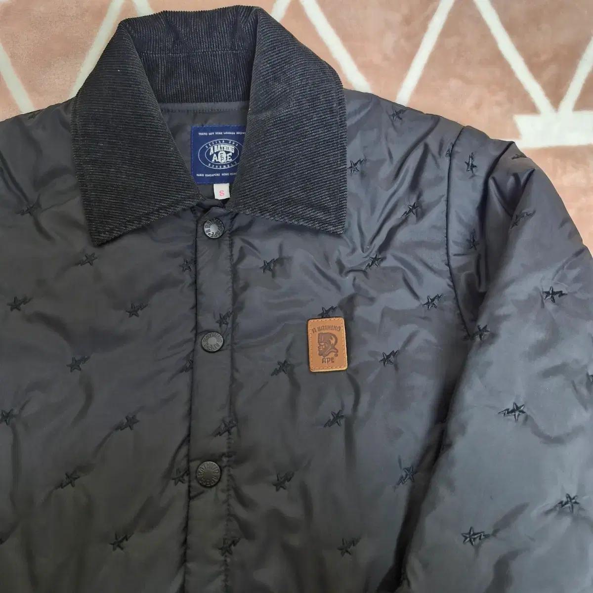 베이프 BAPE 경량 패딩 퀄팅 자켓 블랙 남성 S 여성 S-M