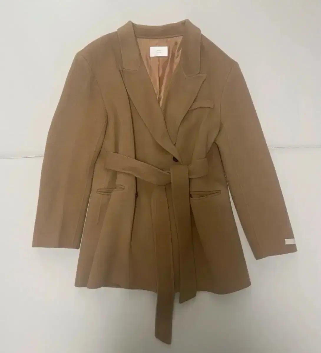 [새상품급]핸드메이드 울코트 카멜 하프코트 여성