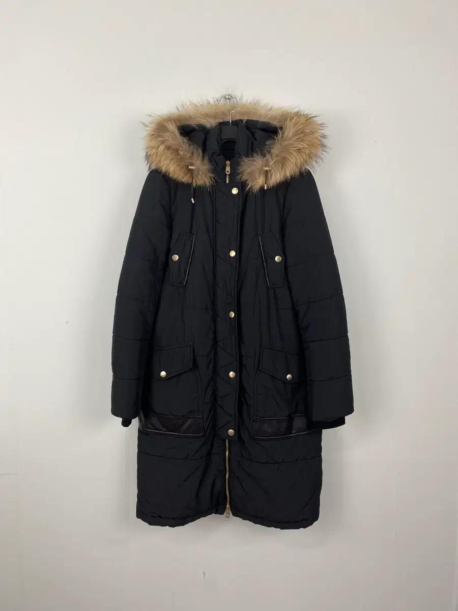 Bally 발리 양가죽 블랙 퍼 후드 롱패딩 코트