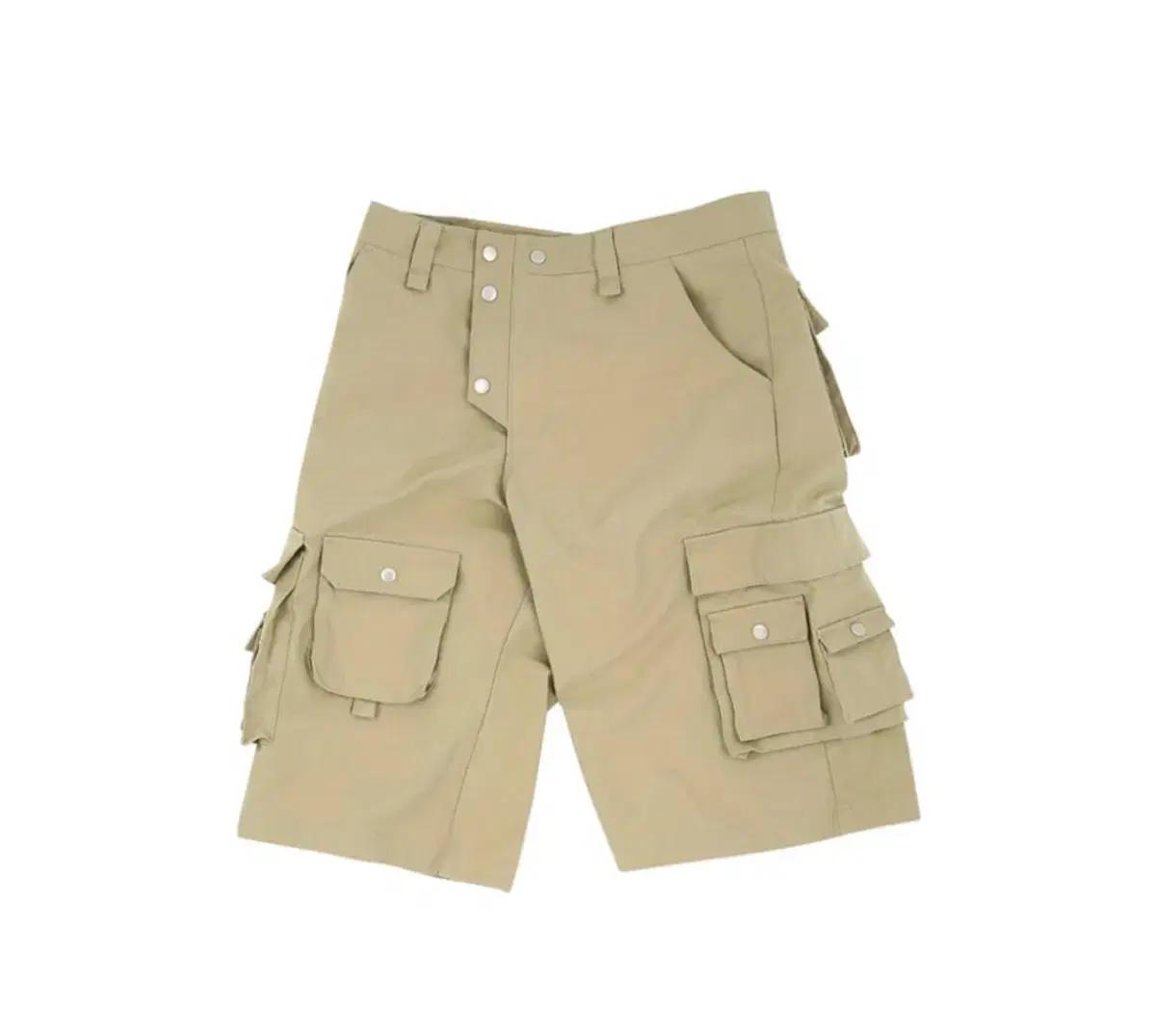 (M) 노우웨이브 멀티포켓 카고 버뮤다 팬츠 베이지