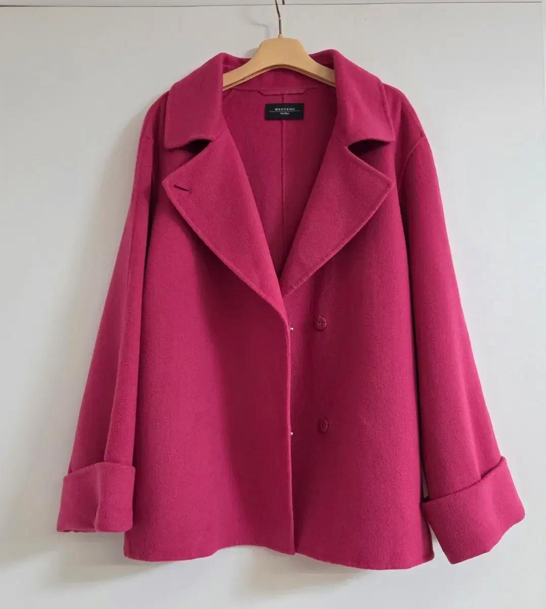 위켄드 막스마라 버진 울 혼방 A라인 루즈핏 하프 코트