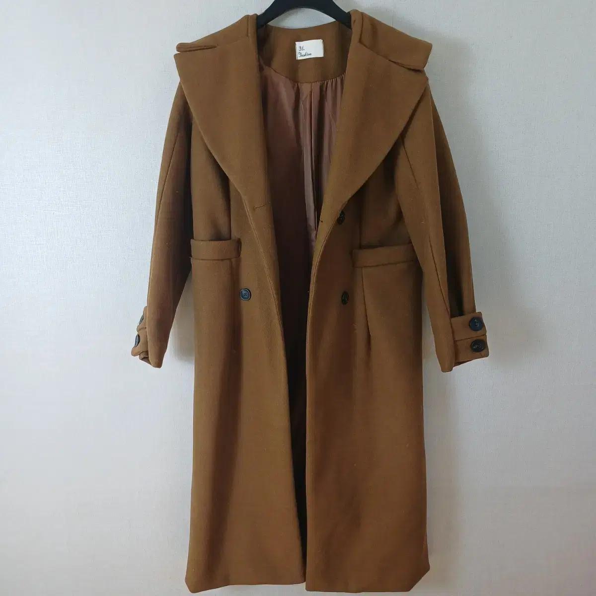 넥라인 예술인 여성 브라운 카멜 코트 겨울코트 사이즈 프리