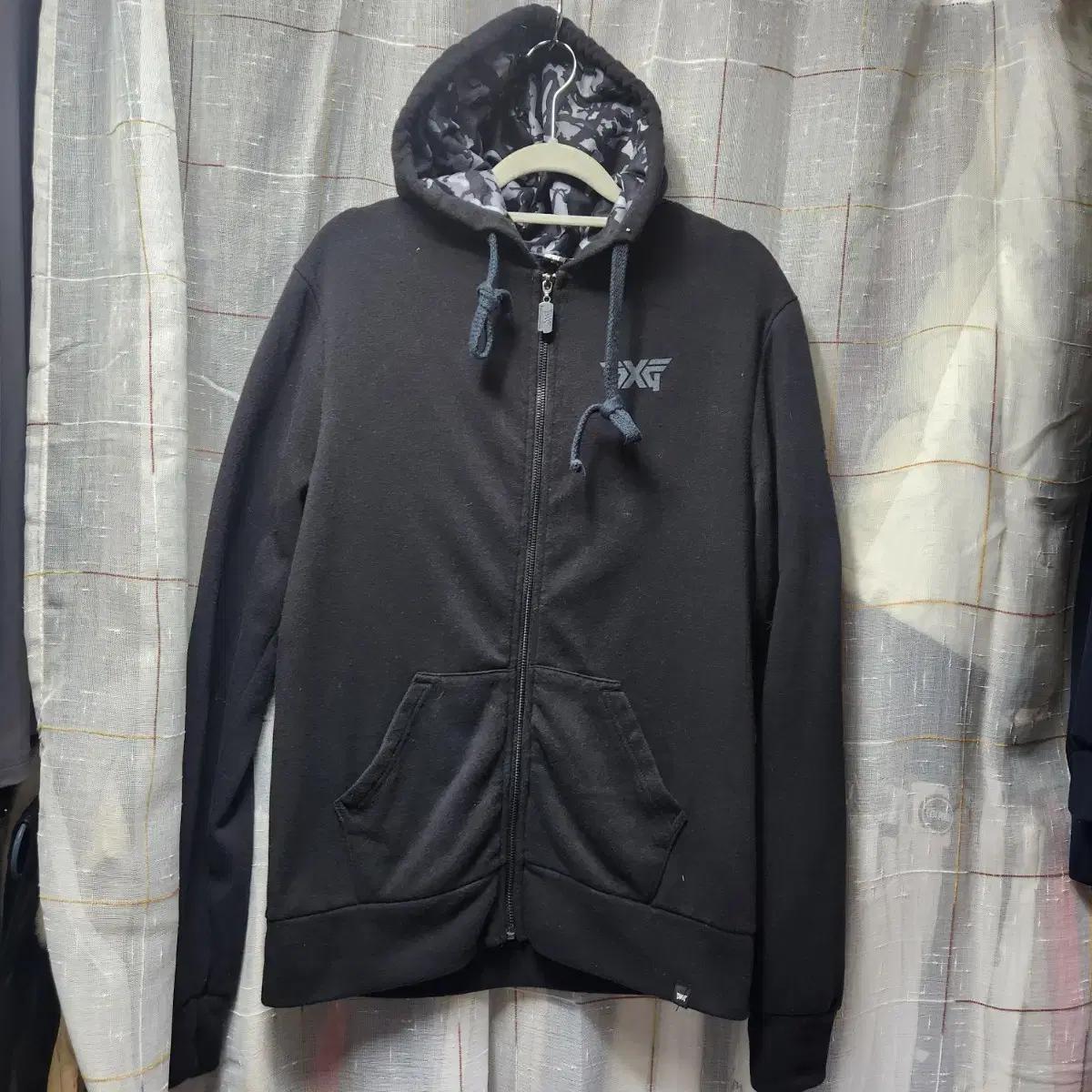 PXG 블랙 기모 후드집업 M