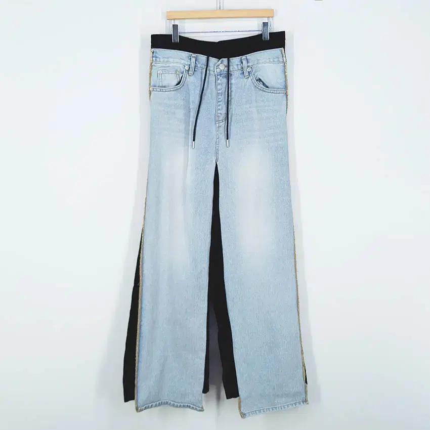 빈티지 여성 추동 앞데님 뒤코듀로이 밴딩팬츠 연청F (HU41794)