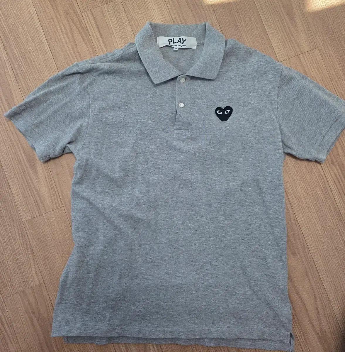 XL)꼼데가르송 그레이 블랙와팬 카라반팔티/AZ T078