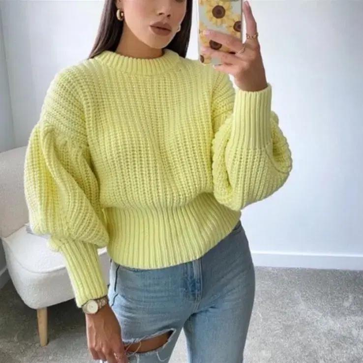 자라 퍼프소매 왕고니트 66