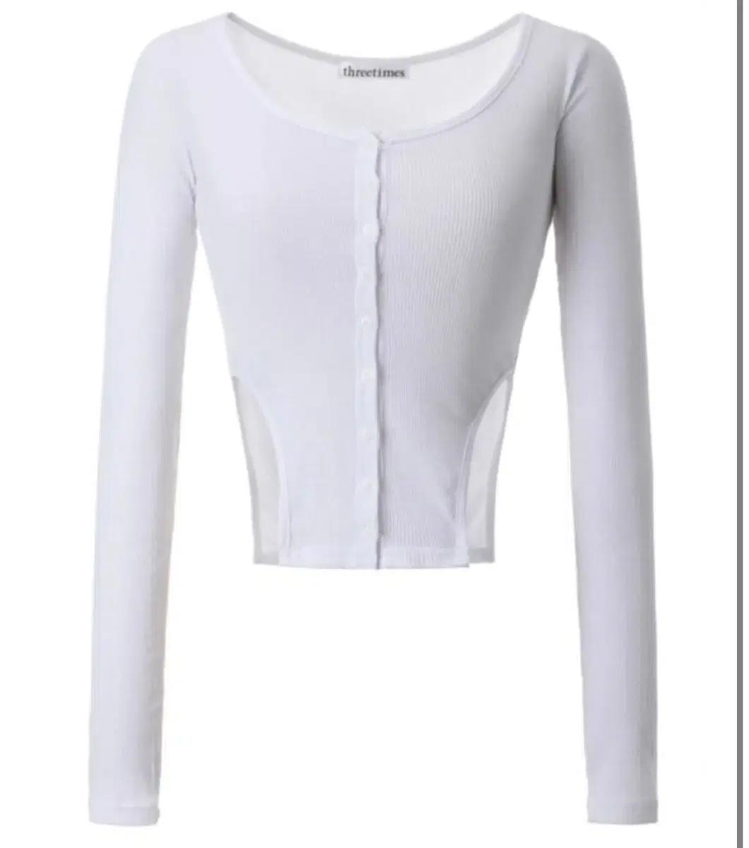 쓰리타임즈 사이드 컷아웃 가디건 화이트