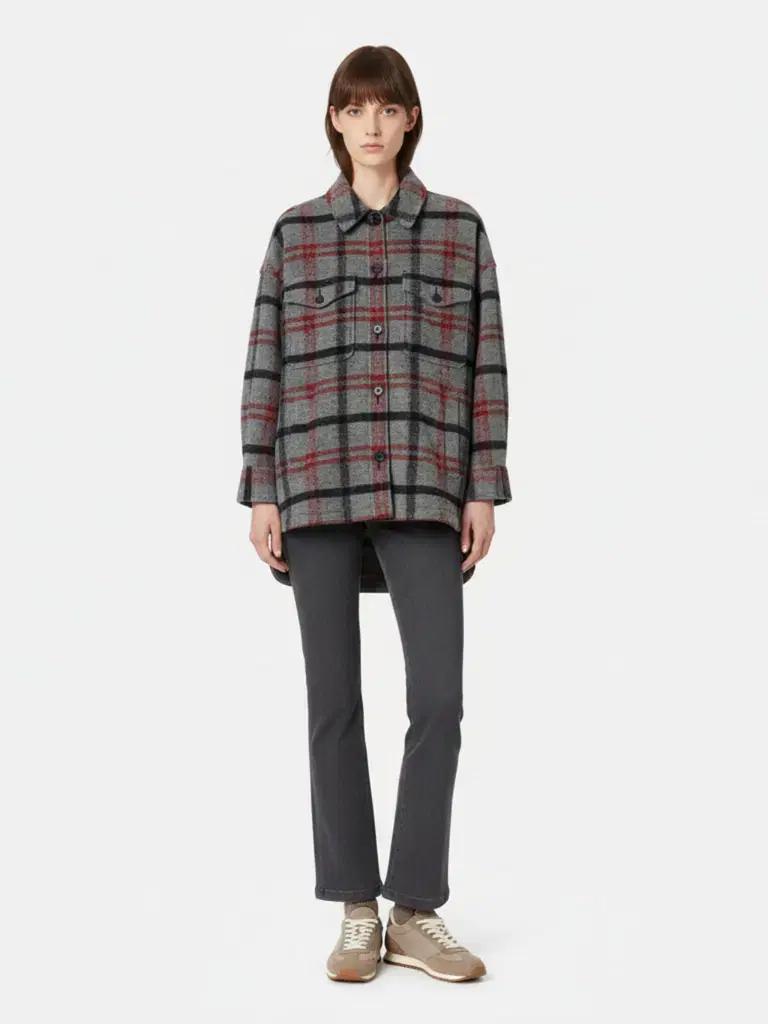 여성F/ 텍새 스튜디오톰보이 울 체크셔츠 코트