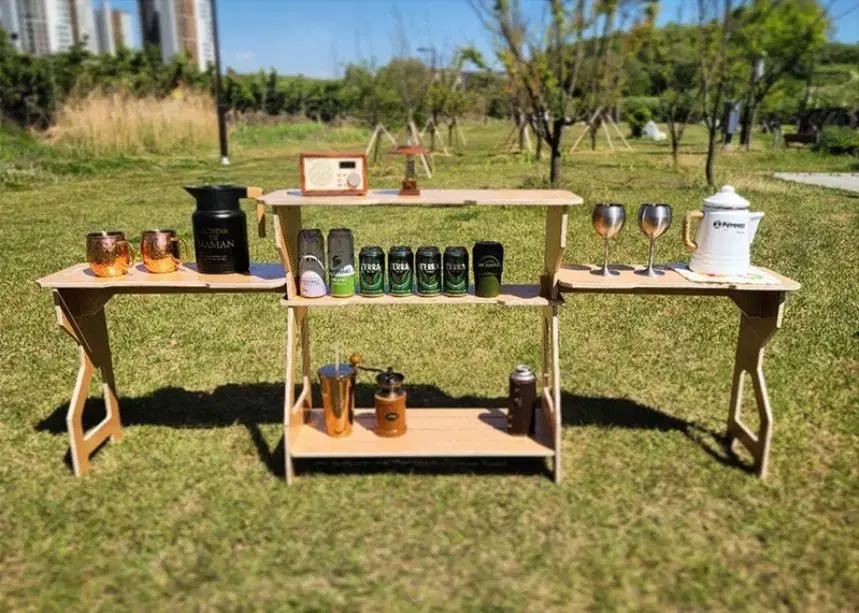 빈체레 핸디쉘프 캠핑우드쉘프 랜턴 다용도선반 키친쉘프 가방 포함 풀 세트