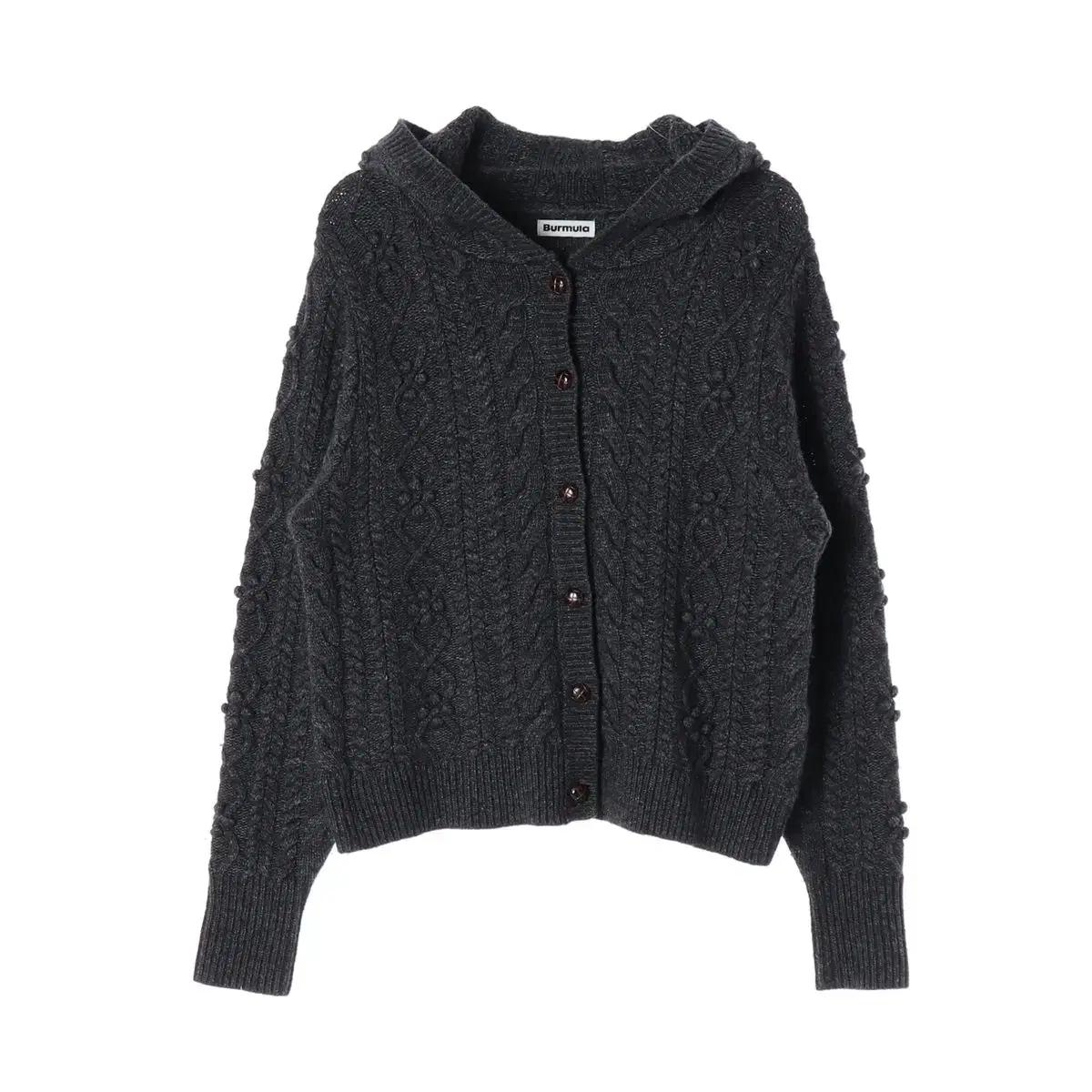 버뮬라 23FW 케이블 후디 후드 니트 가디건 차콜