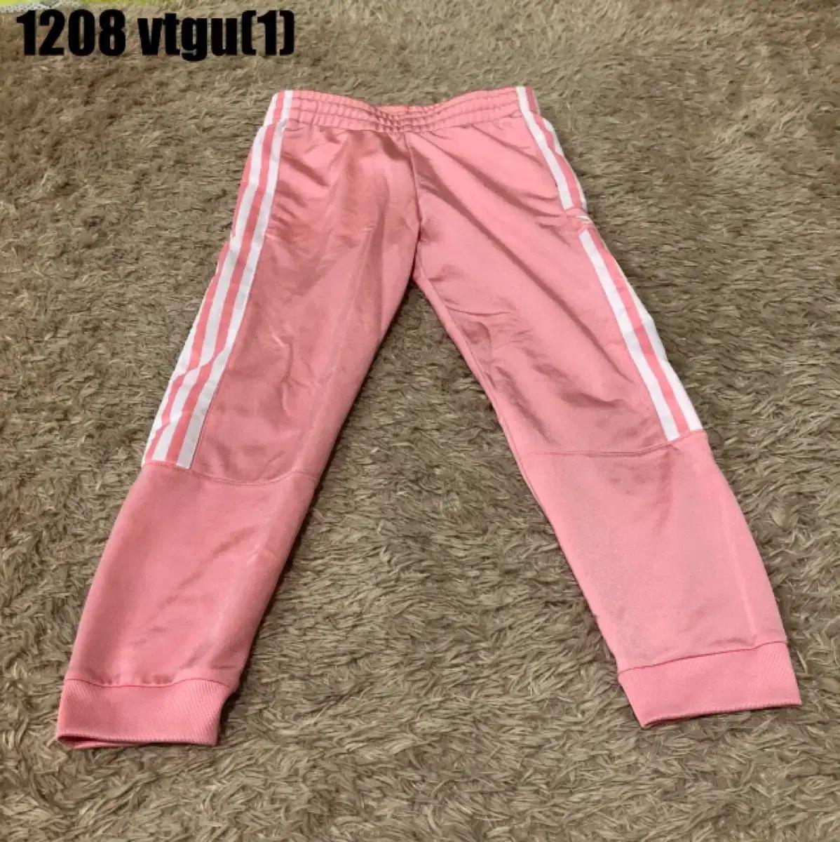 아디다스 핑크색 삼선 트레이닝 바지130 1208