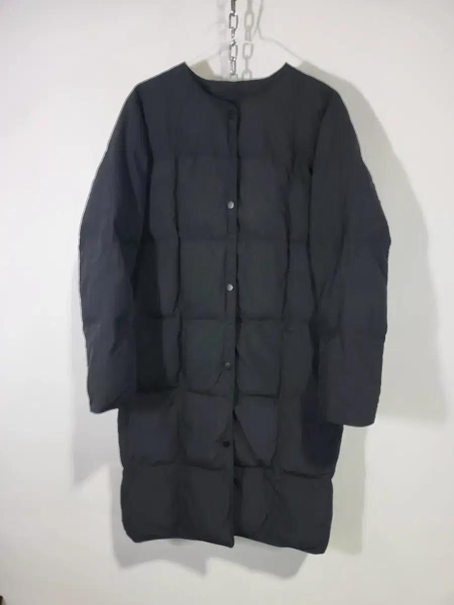 블랙 롱 경량 패딩 코트 F