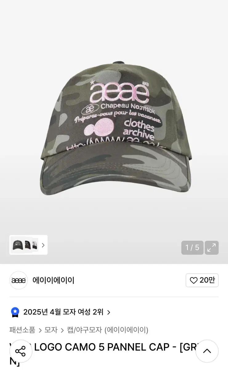 AEAE - WEB LOGO CAMO 5 PANNEL CAP