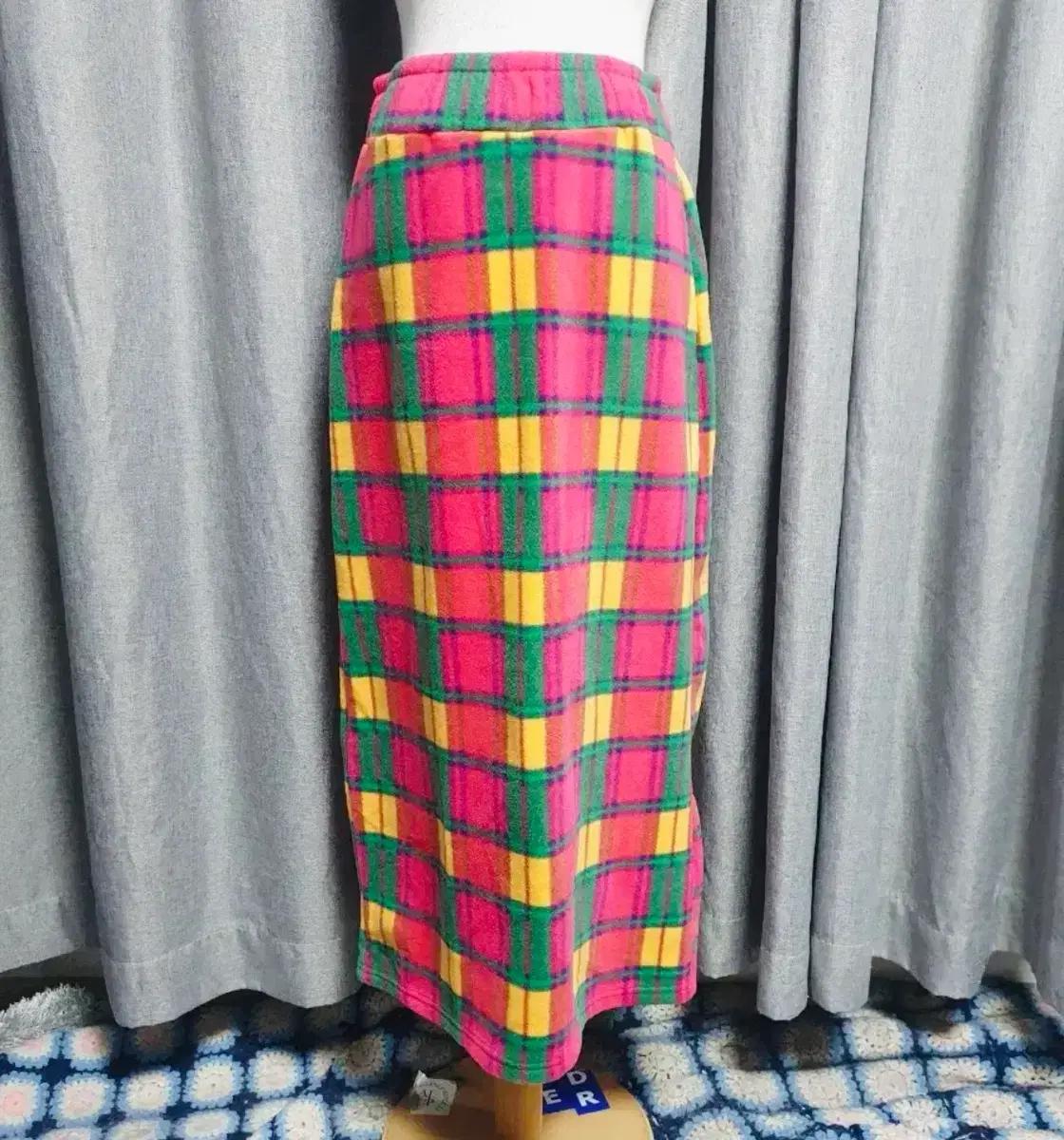 무배&택포#거의새상품#롱밴딩기모체크스커트