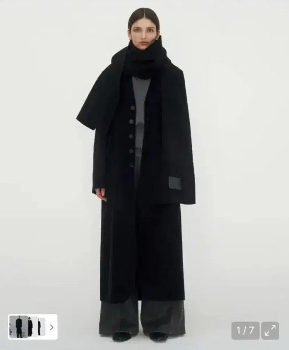 트리밍버드 캐시미어 셋업 롱코트 블랙