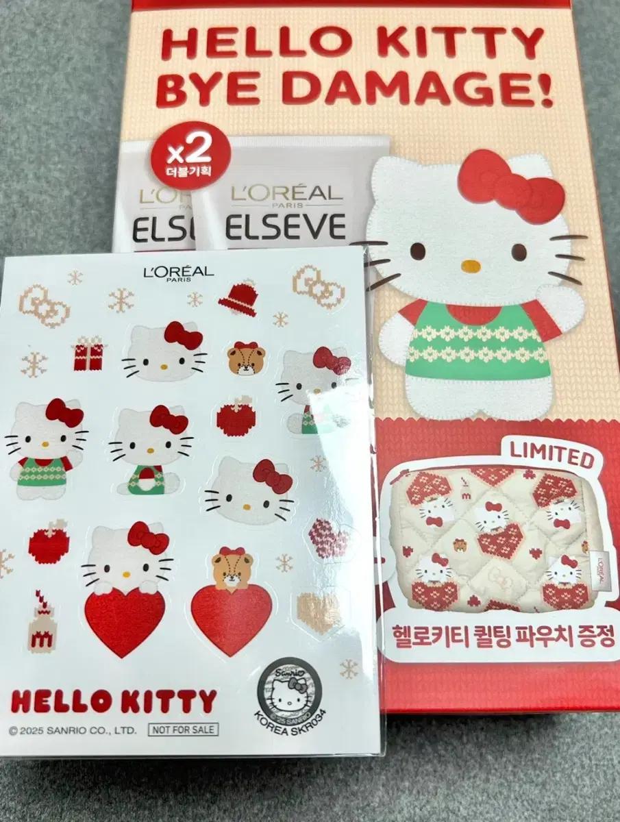(미개봉새상품)로레알파리 헤어팩 토탈리페어5 트리트먼트+헬로키티 파우치
