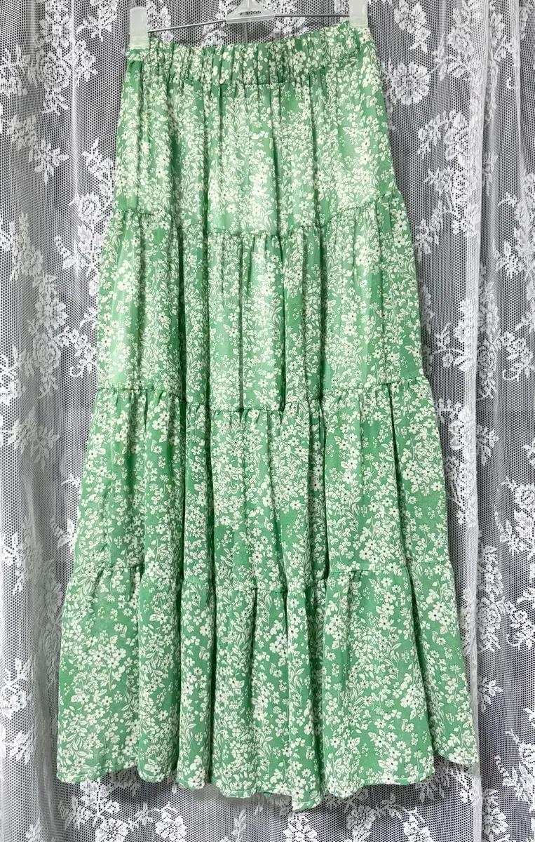 (거의 새것) 쉬폰 플라워 캉캉롱스커트