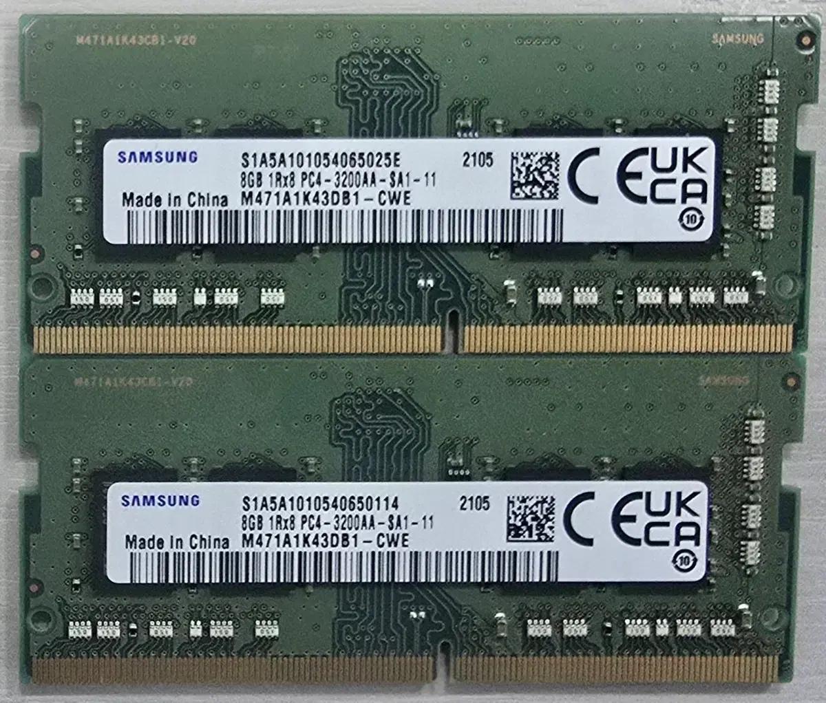 삼성 노트북램 DDR4 PC3200 8G*2개 팝니다.
