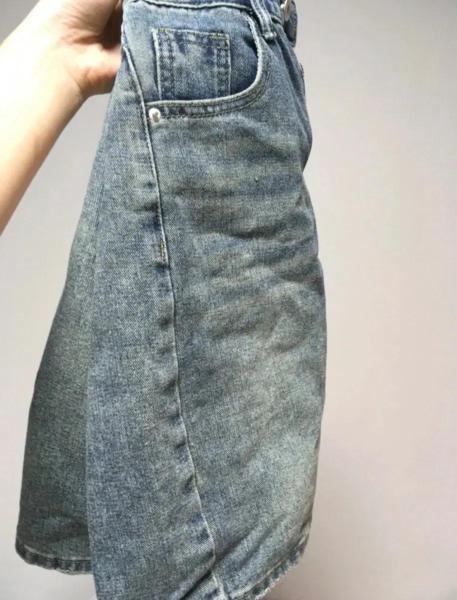 중청 워싱 버뮤다 데님 팬츠