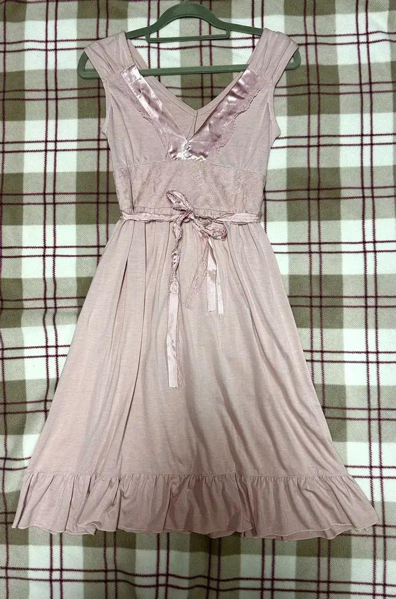 러블리 하치깔 인디핑크 리본 원피스