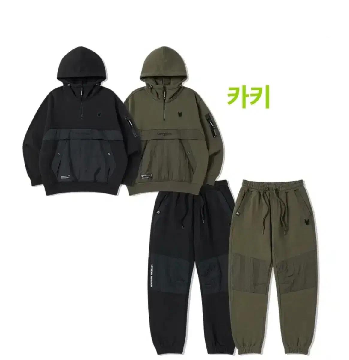 급처 M) 라이프워크 우븐 배색 반집업 후드 티셔츠 + 조거 팬츠