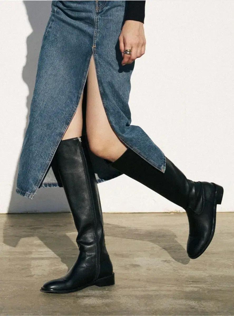 무드나잇 롱부츠 (소가죽) (블랙)