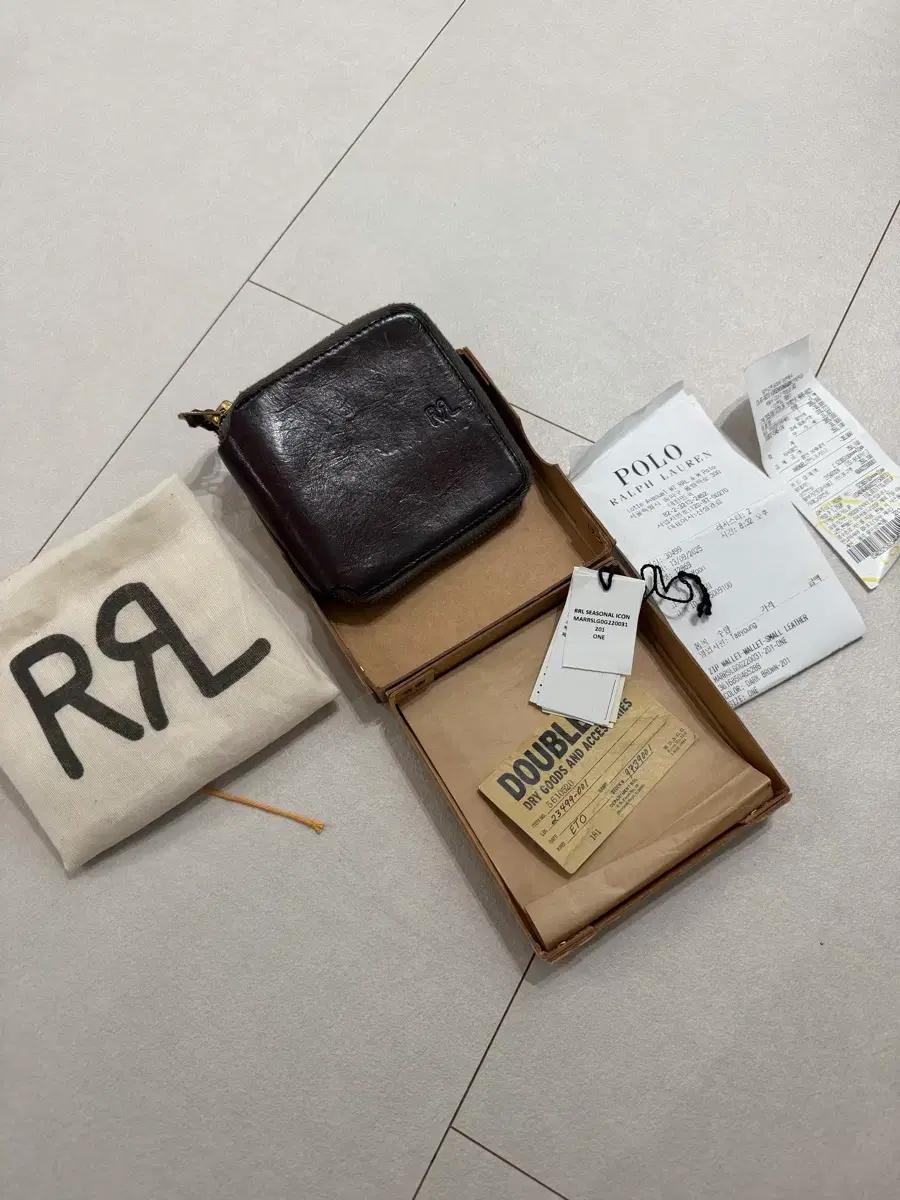 더블알엘(RRL) 텀블드 레더 짚 월렛 지갑 (S급)