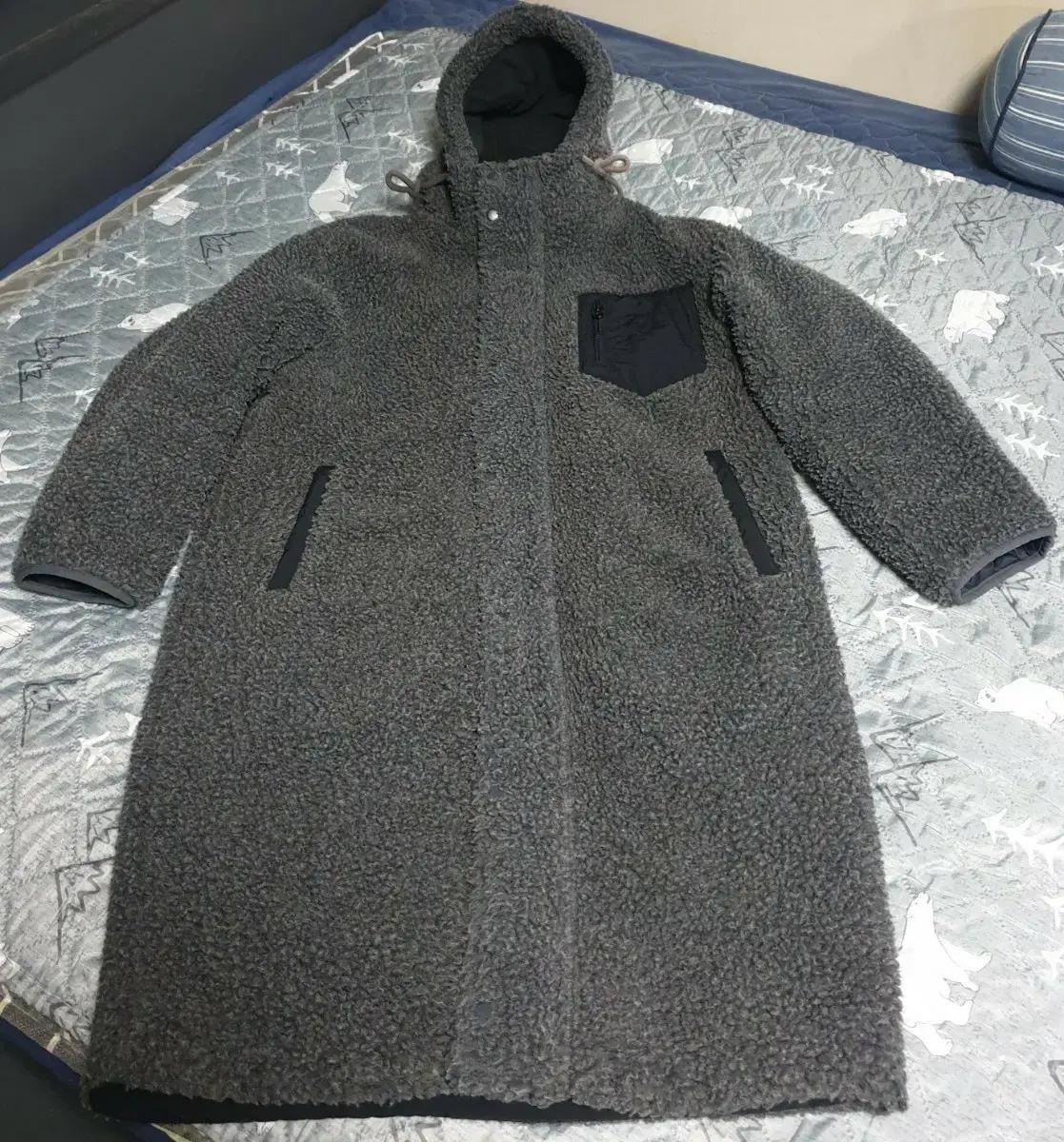 FRJ JEANS 오버사이즈 안감누빔 롱 뽀글이 코트 (F)