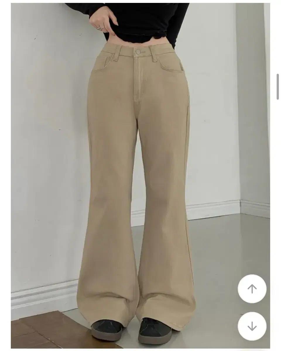 새거! 모어핏 에이블리 우브 세미 와이드 부츠컷 코튼 롱 팬츠 베이지 M