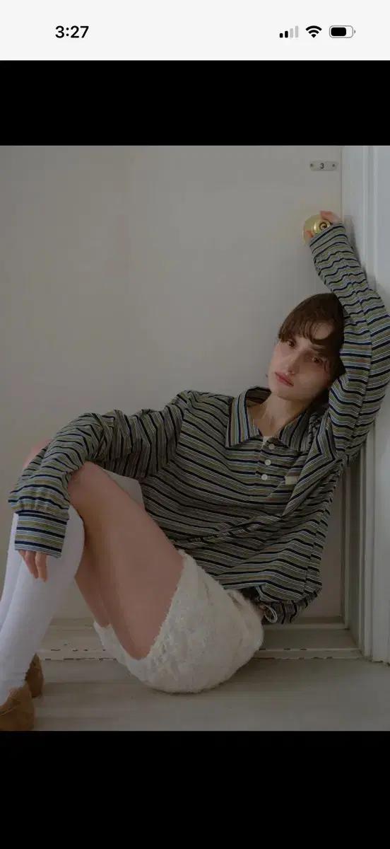 레터리 STRIPE STRING COLLAR T-SHIRT_GREEN