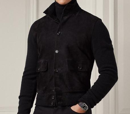 가격인하]랄프로렌 퍼플라벨 스웨이드 캐시미어 가디건 블랙 RRL