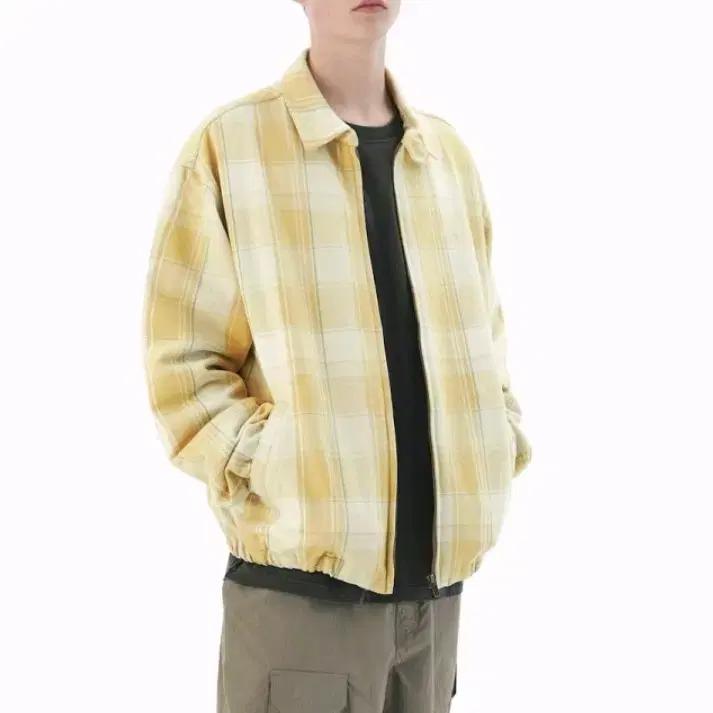 디스이즈네버댓 빅 격자 플란넬 블루종 자켓 L