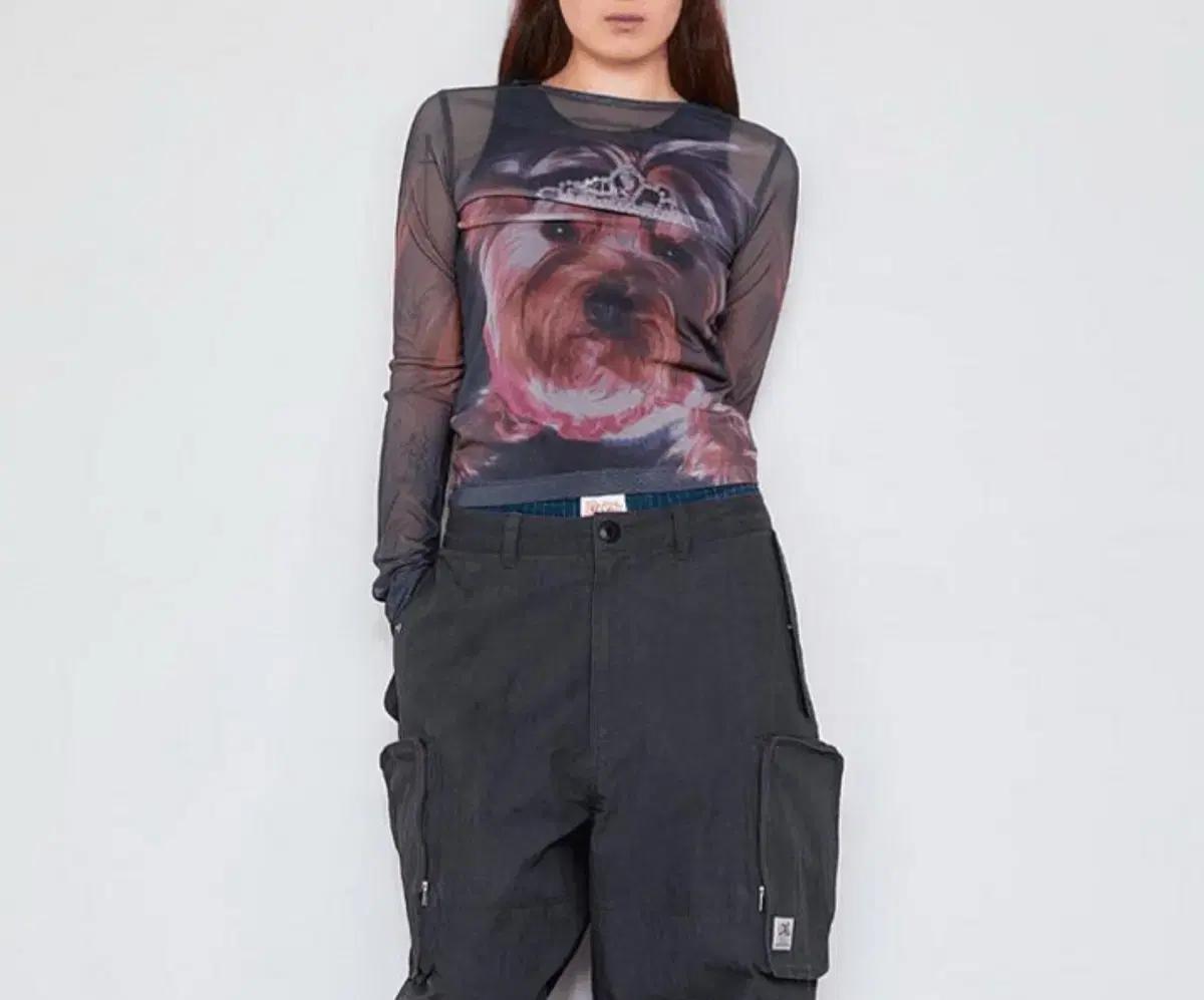 LMC/ WM PRINTED MESH LONG SLV TEE BLACK