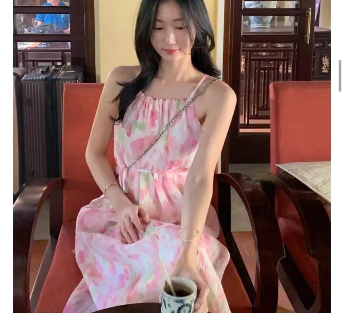 쉬폰 플라워 롱 원피스