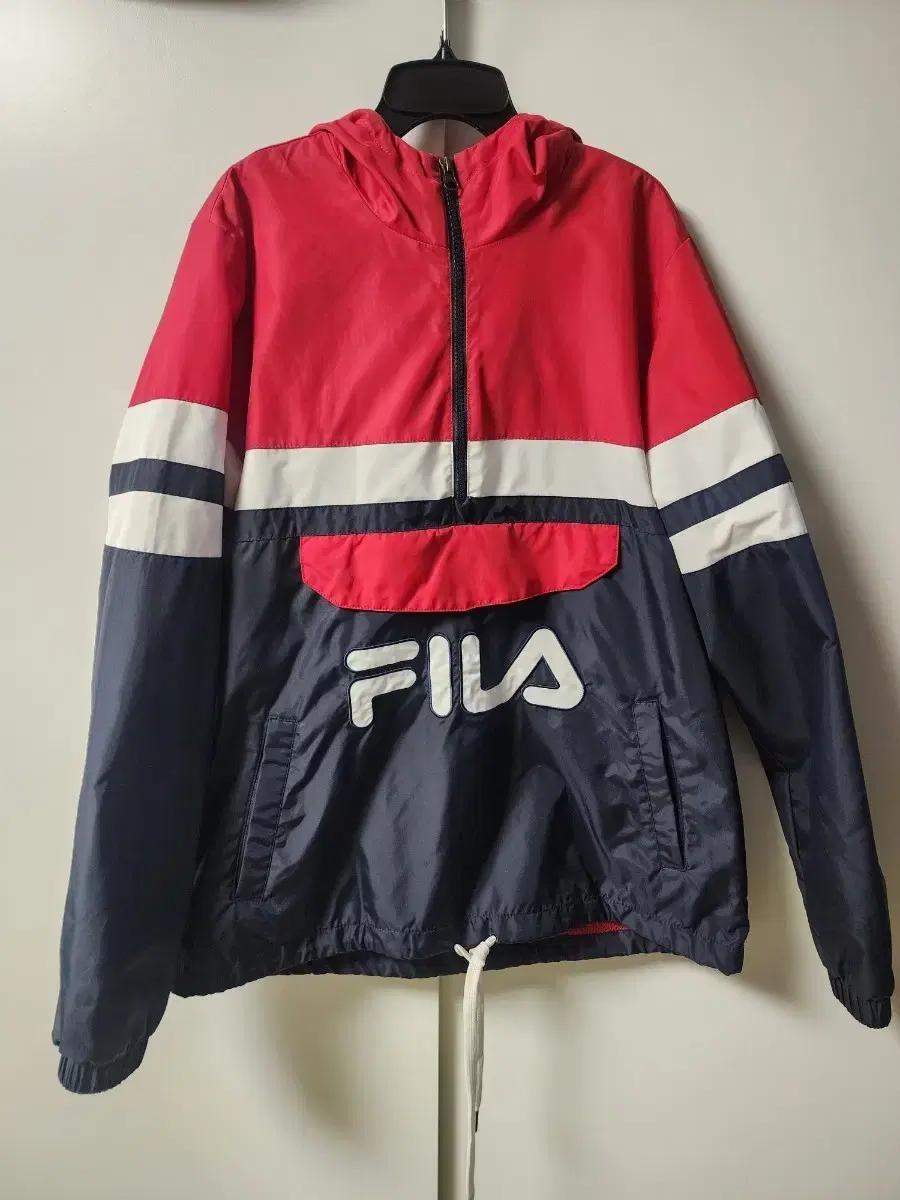 휠라 FILA 컬러블록 후드 바람막이 자켓