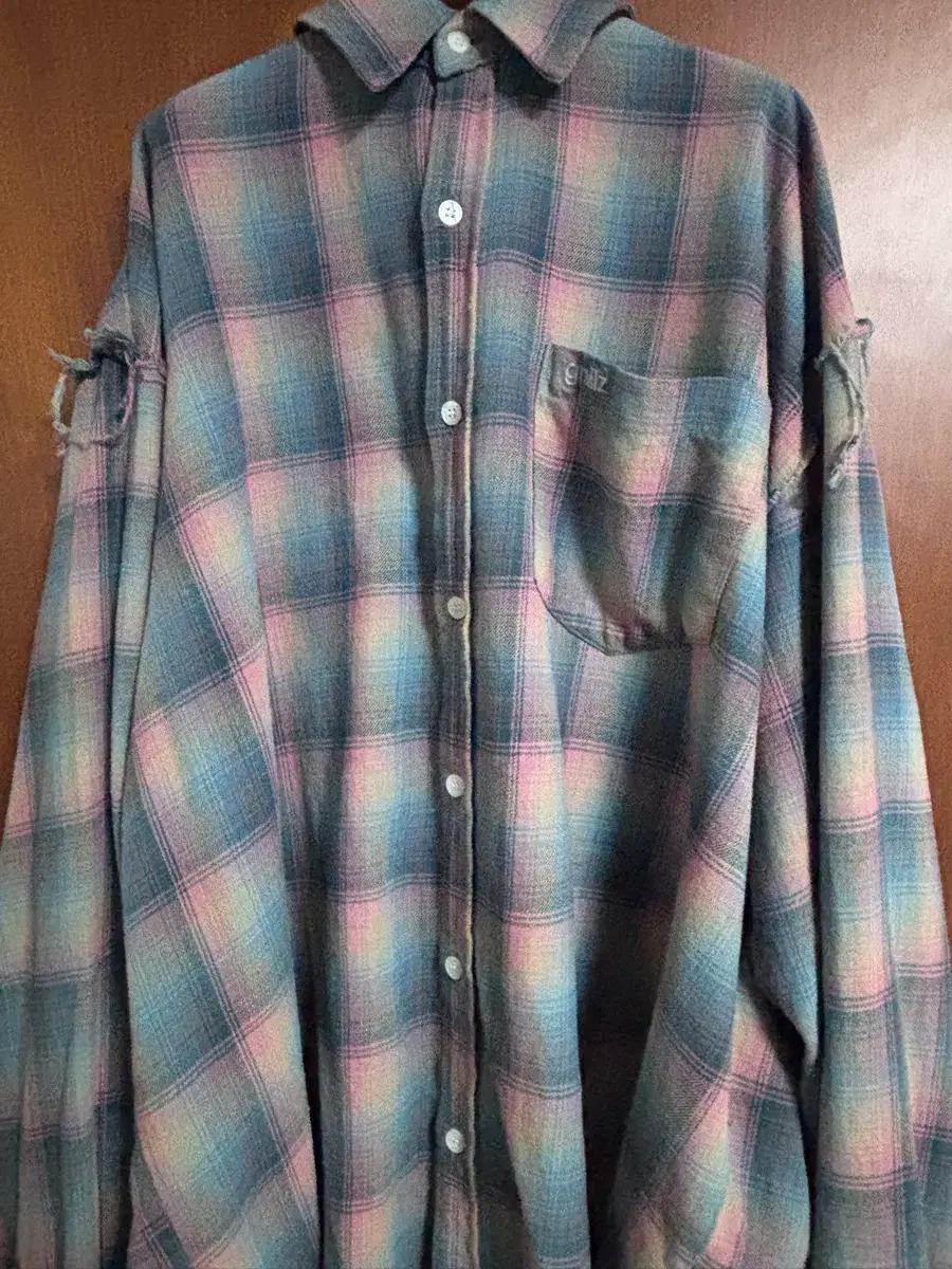 그레일즈 DISTRESSED CHECK SHIRTS [MINT PINK]
