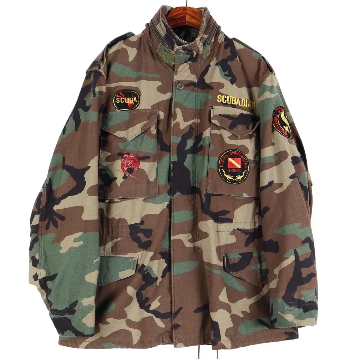 US ARMY M 65 우드랜드 자수 커스텀 필드자켓 야상 M /k345