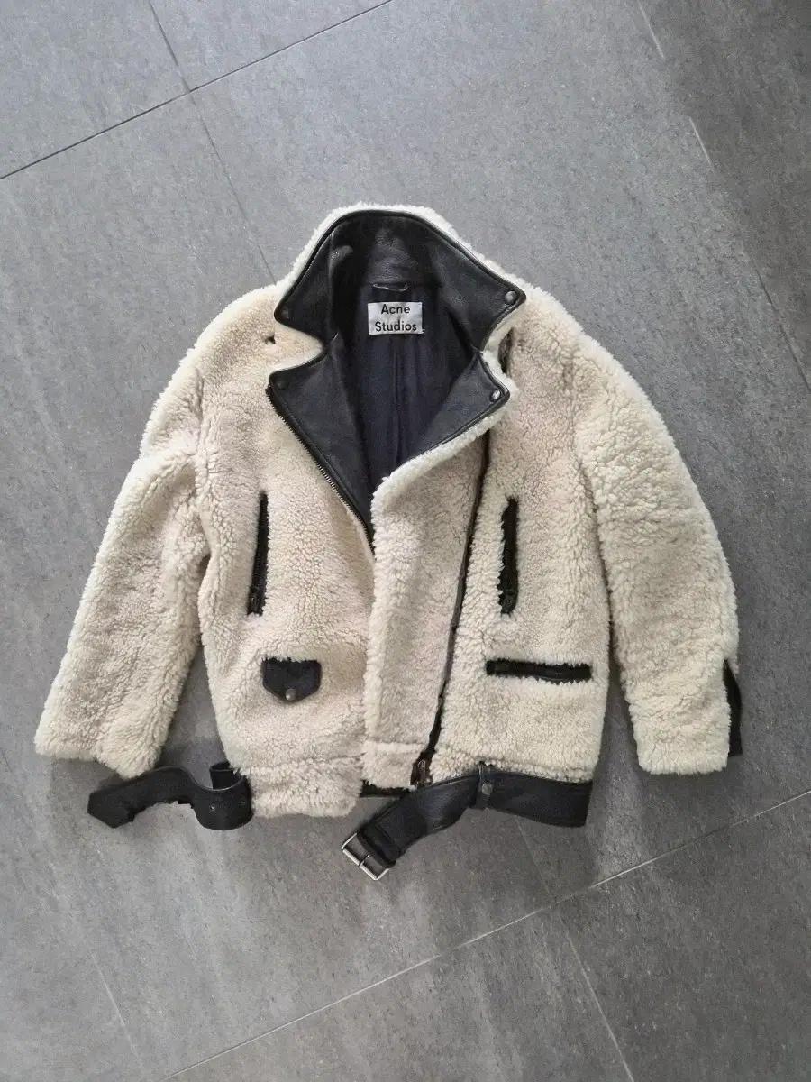 아크네 무스탕 Acne Studios 양털 레더 라이더 자켓