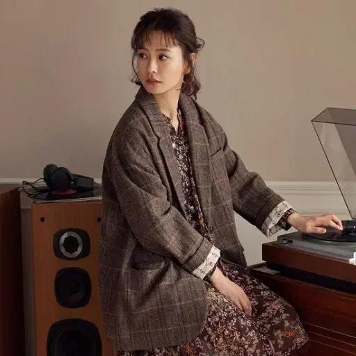 써스데이아일랜드 체크 울 자켓 S