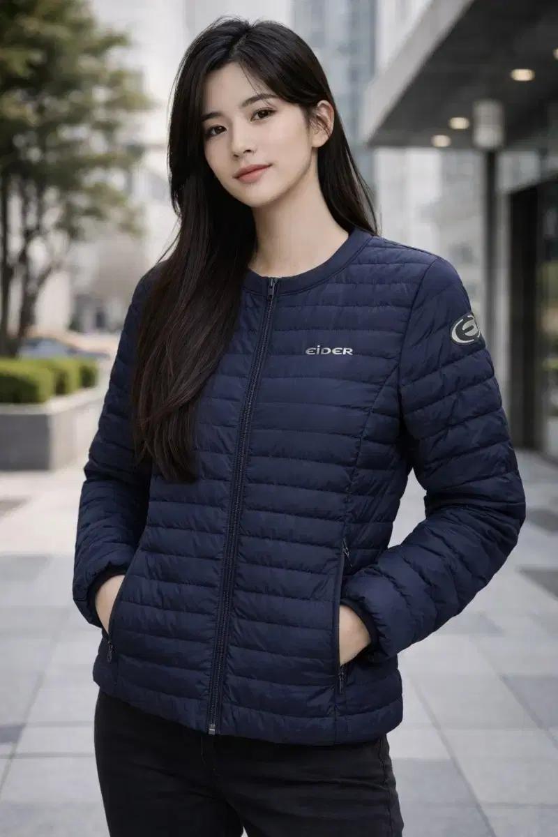 55/A급 아이더 구스 네이비 경량 패딩S 90