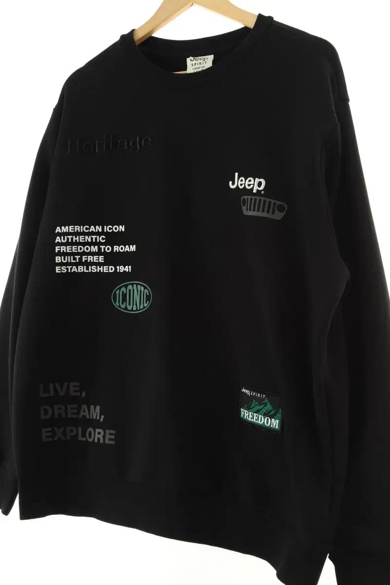 (XL-2XL) 지프 맨투맨 티셔츠 프린팅 신형 블랙-16643