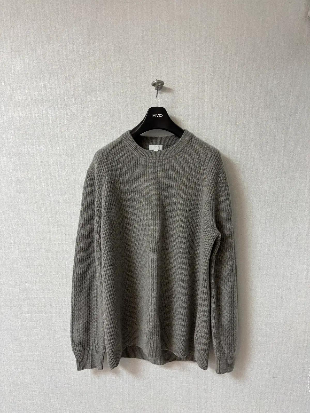 [L] COS 코스 리브드 캐시미어 니트 MOLE GREY