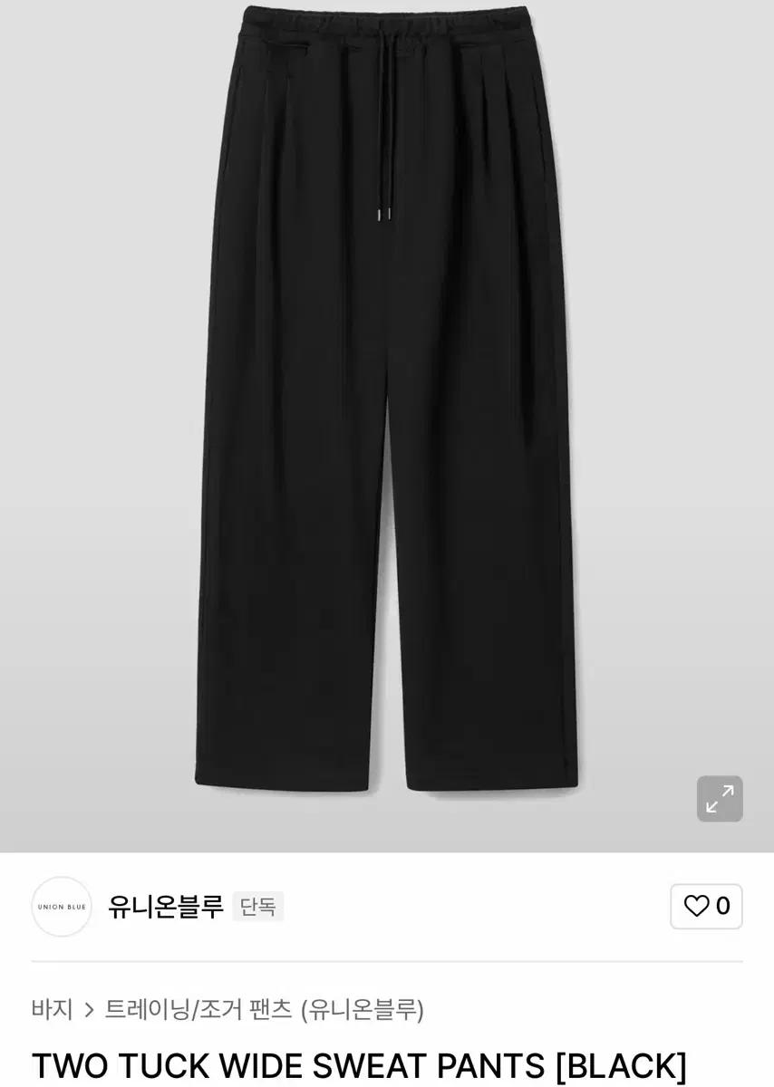 유니온블루 TWO TUCK WIDE SWEAT PANTS BLACK S