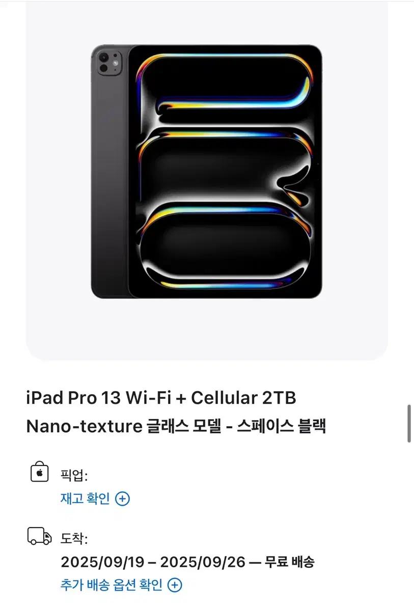 아이패드 프로 13 m4 셀룰러 2tb (나노텍스처)