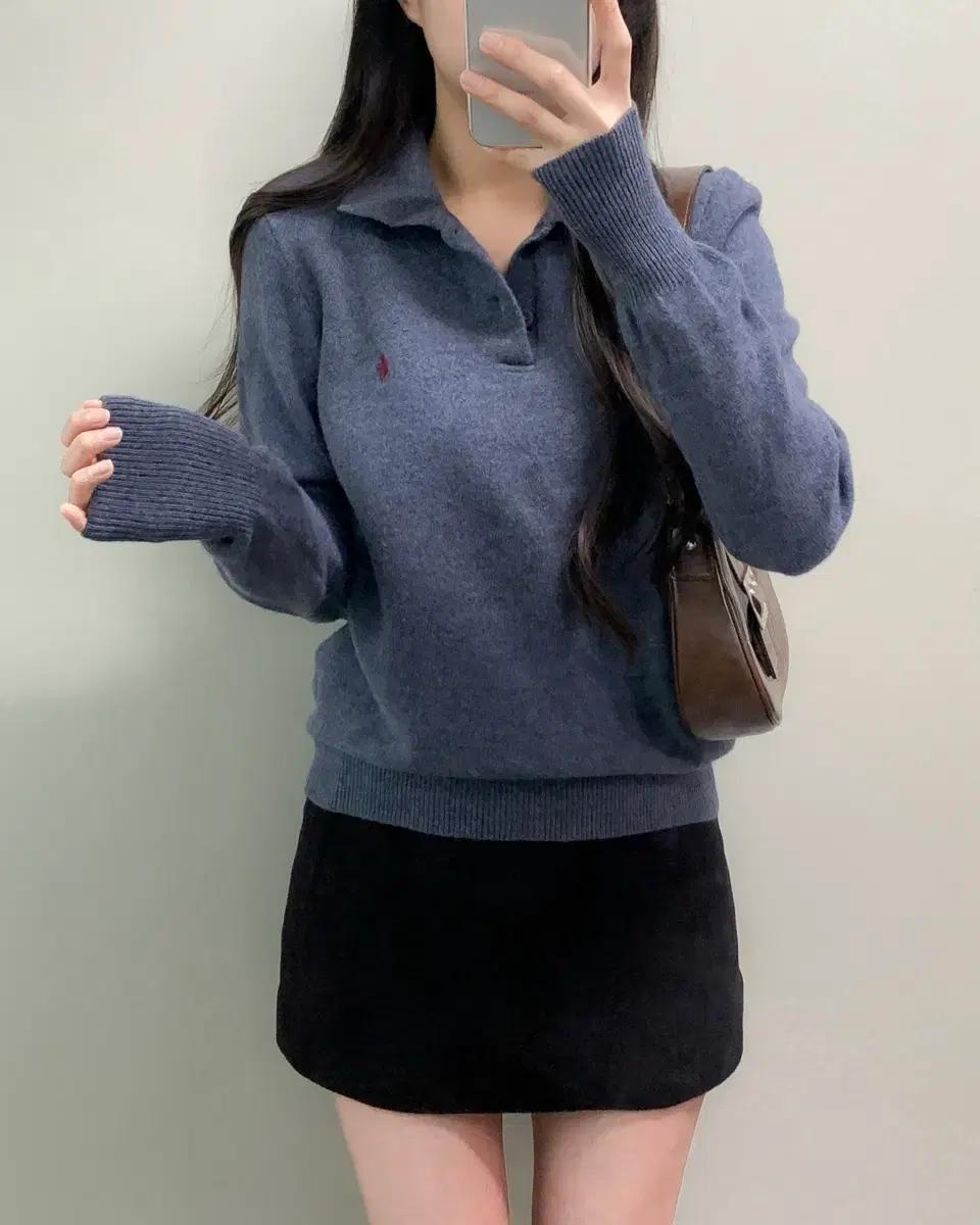 폴로 램스울 카라 니트
