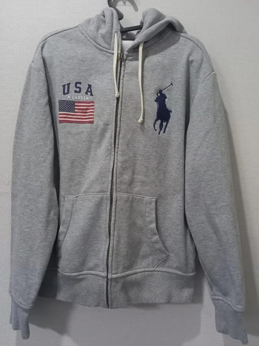 폴로 POLO 빅포니 성조기 USA 그레이 후드집업 95/M