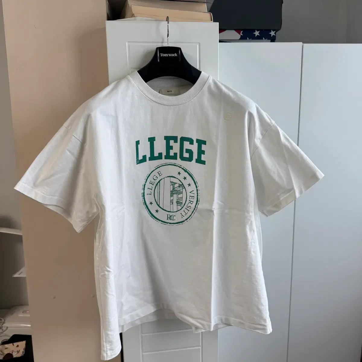 렉토 LLEGE 로고 반팔 티셔츠 화이트 그린