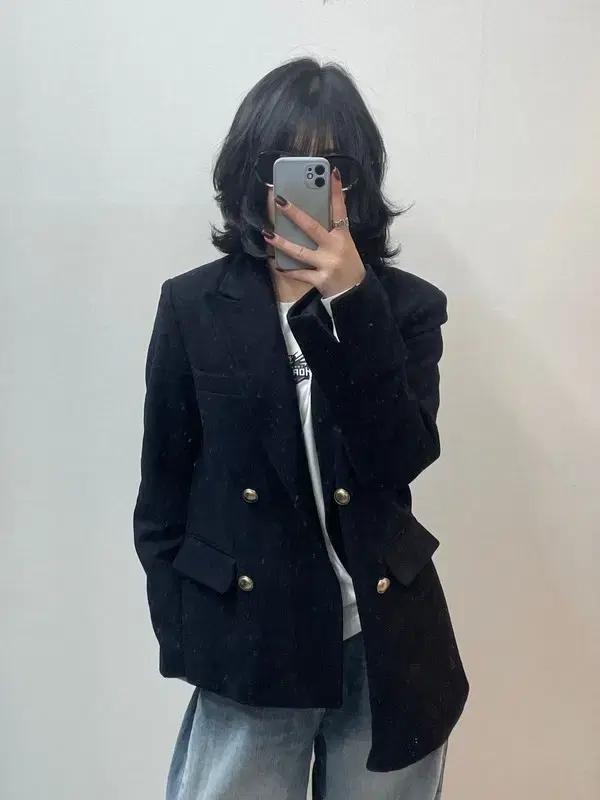 스몰 앤더슨벨 울자켓 네이비 스몰 언발란스 디자인