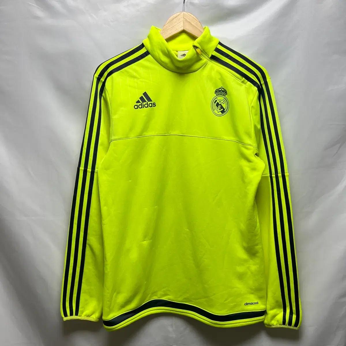 [정품/100] 아디다스 레알마드리드 형광 트레이닝 드릴탑 반집업